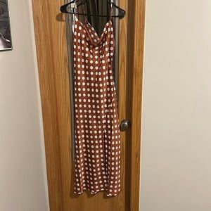 Satin polka-dot Midi Dress M Never Worn